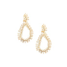 Gold teardrop-shaped earrings on a white background