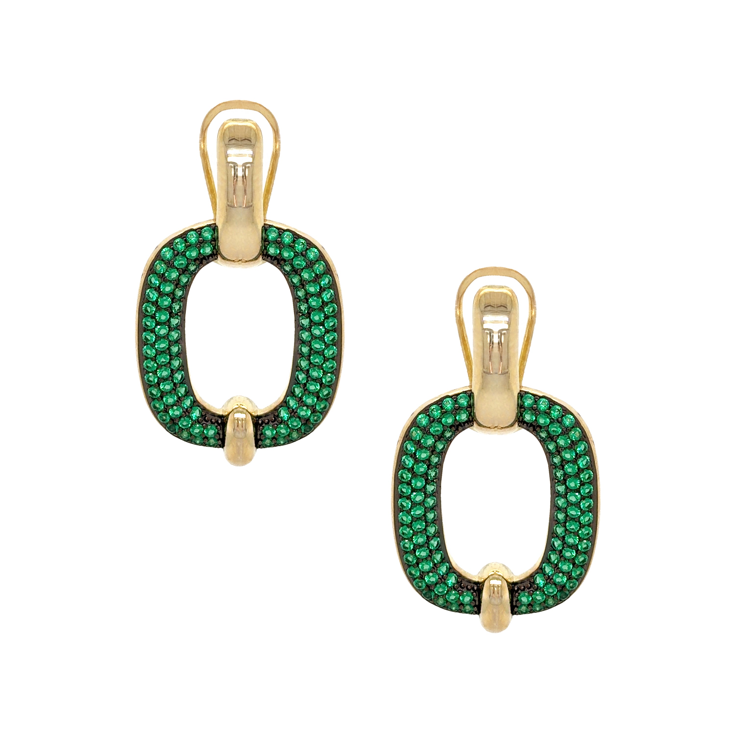 Green Open Oval Earrings View 1