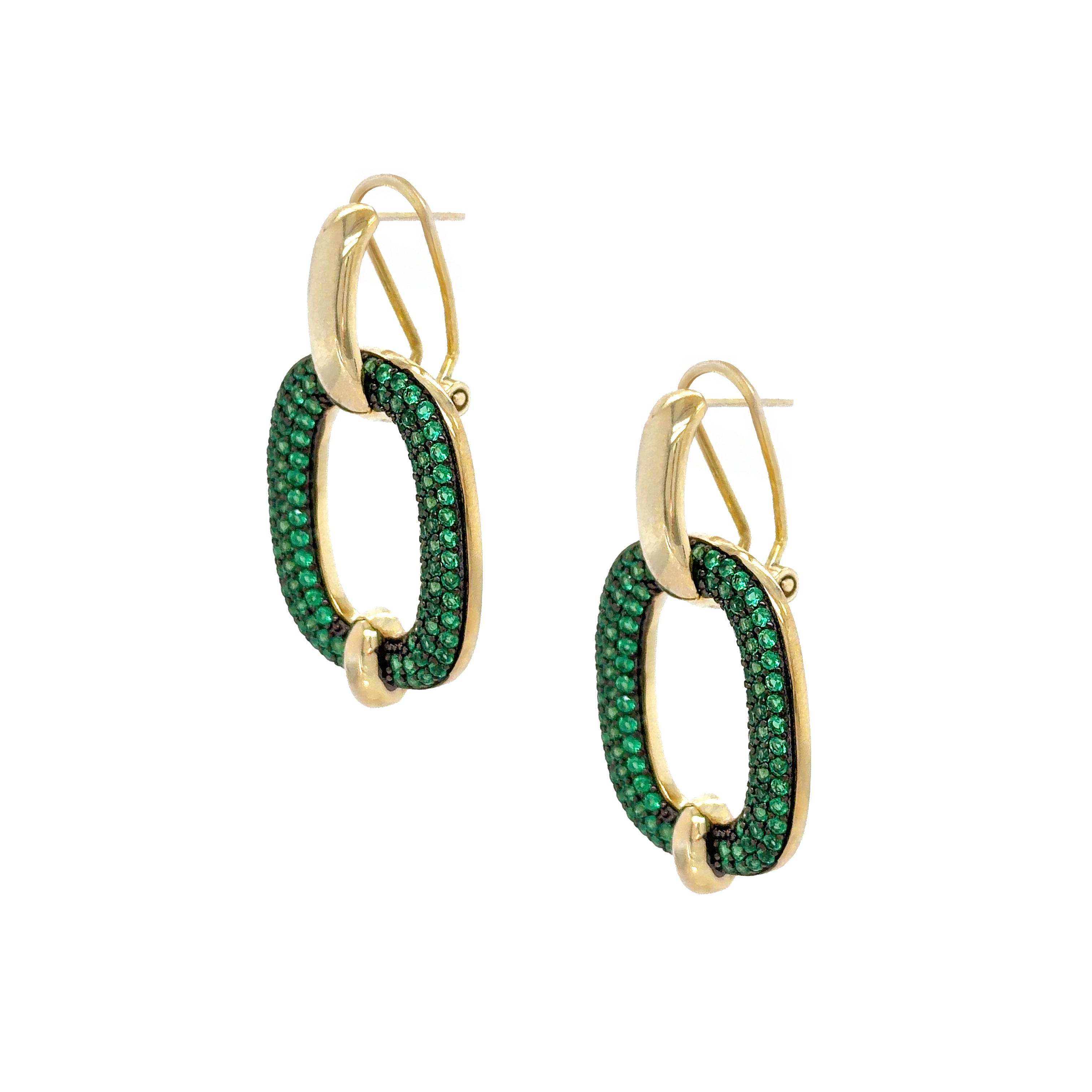 Green Open Oval Earrings View 3