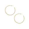 Disc Hoop Pierced Earrings  Yellow Gold Plated 1.75" Diameter 0.15" Wide