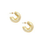 Chunky Small Sized Hoop Pierced Earrings   Yellow Gold Plated 0.90" Diameter 0.32" Thick