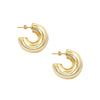 Chunky Medium Sized Hoop Pierced Earrings   Yellow Gold Plated 1.12" Diameter 0.38" Thick