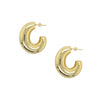 Chunky Oval Hoop Pierced Earrings   Yellow Gold Plated 1.25" Long X 1.10" Wide 0.39" Thick
