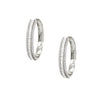 CZ Baguette Hoop Pierced Earrings  White Gold Plated 1.88" Diameter  0.19" Wide