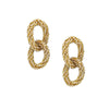 CZ Link Drop Earrings  Yellow Gold Plated 2.05"Long X 0.90" Wide