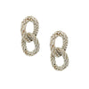 CZ Link Drop Earrings  White Gold Plated 2.05"Long X 0.90" Wide