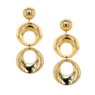 Round Triple Drop Clip On Earrings  Yellow Gold Plated 4.50" Long X 1.85" Wide