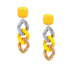 Mixed Metal &amp; Yellow Chain Link Clip On Earrings

Yellow &amp; White Gold Plated
4.85" Long X 1.35" Wide