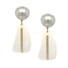 Pair of earrings with pearls and gold accents on a white background
