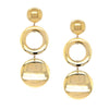 Round Triple Drop Clip On Earrings  Yellow Gold Plated 4.40" Long X 1.60" Wide