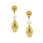 Pearl Triple Drop Clip On Earrings  Yellow Gold Plated 2.75" Long X 0.70" Wide