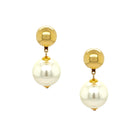 Pearl Drop Clip On Earrings  Yellow Gold Plated 1.70" Long X 0.78" Wide