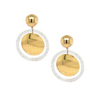 Clear Sparkle Drop Round Clip On Earrings  Yellow Gold Plated 3.15" Long X 2.22" Wide