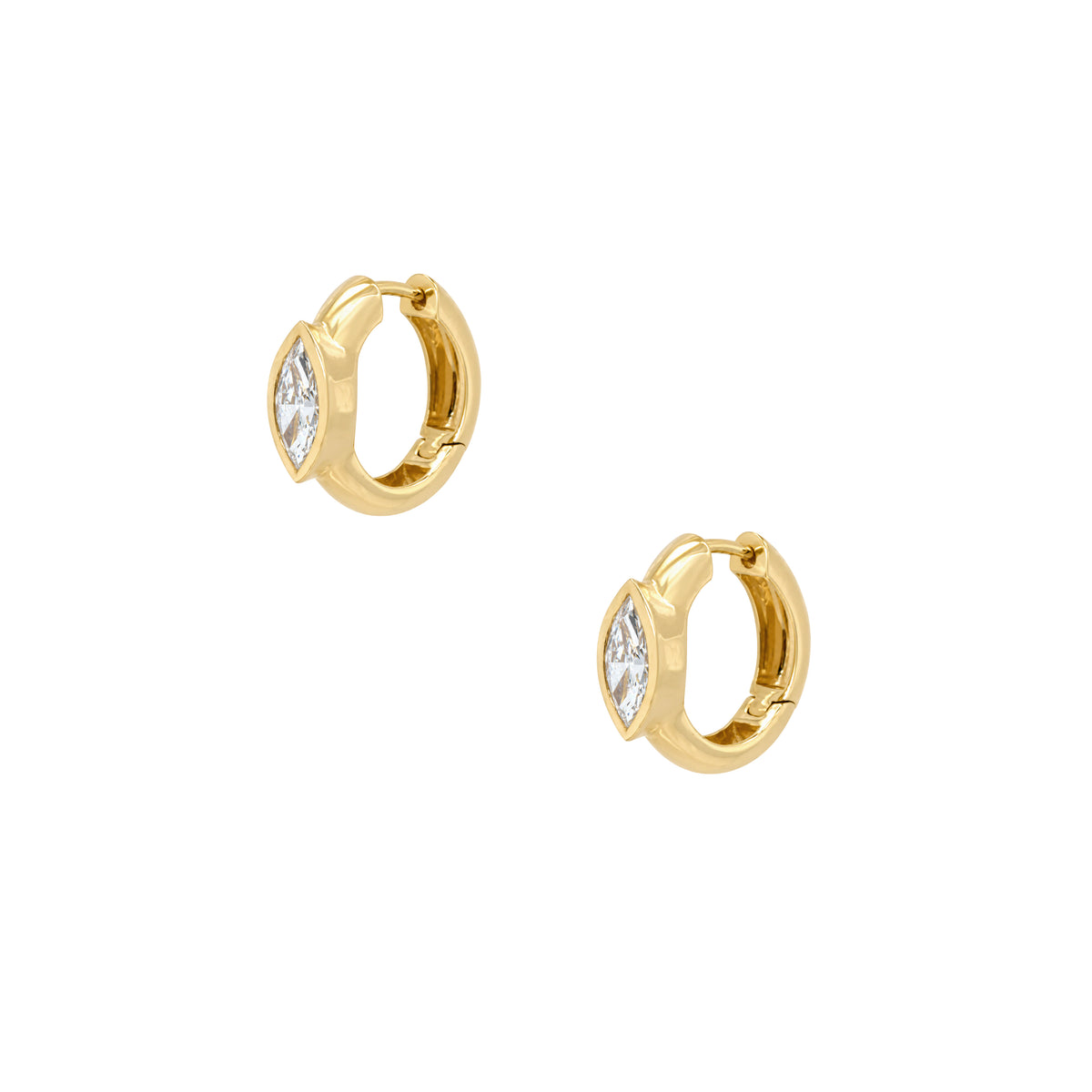 Lab Grown Diamond Marquise Huggie Earrings View 1