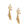 Diamond Ribbon Triangle Dangle Pierced Earrings  18K Yellow Gold 3 Carat Diamond Weight 2.36" Long X 0.52" Wide
