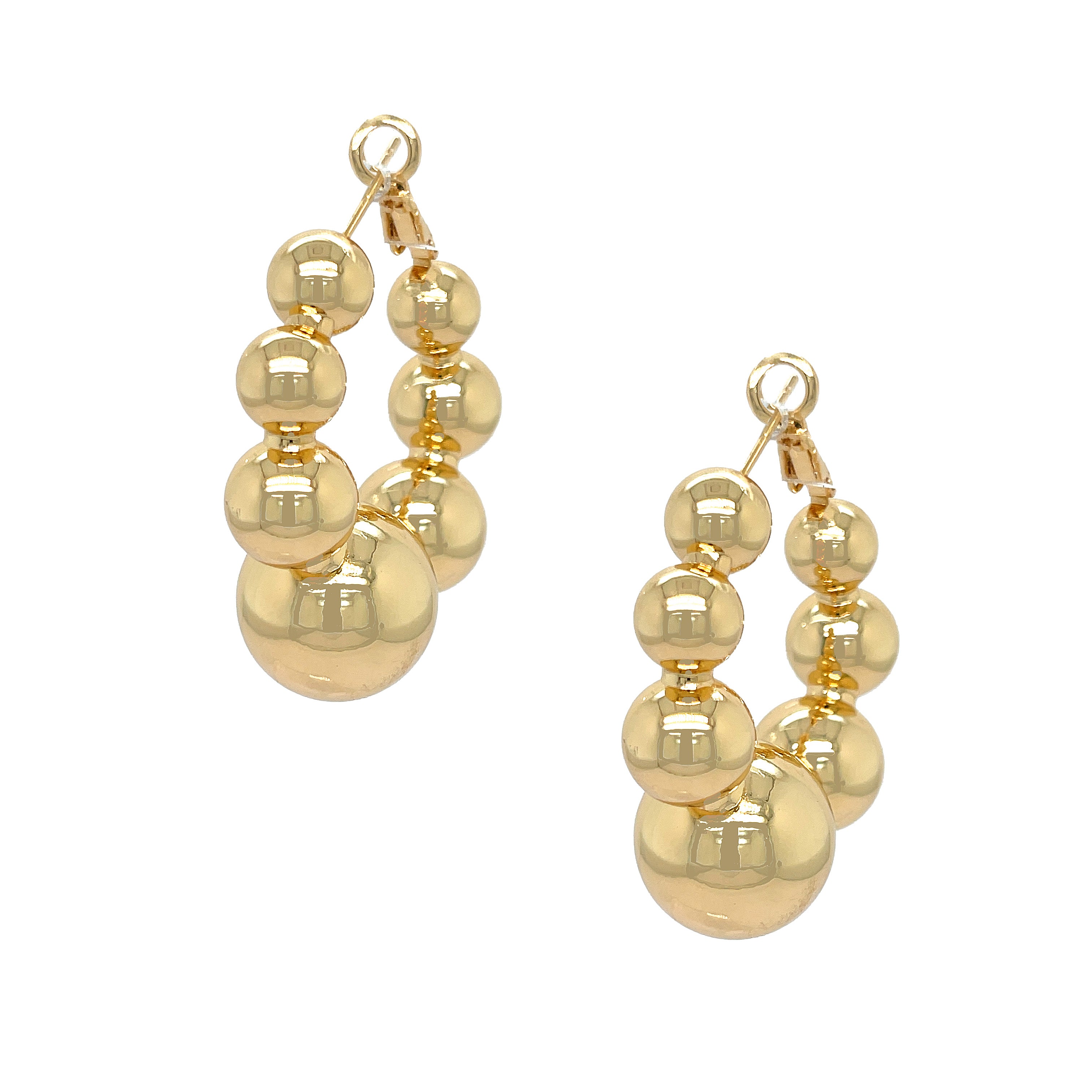 Beaded Hoop Pierced Earrings  Yellow Gold Plated  1.50" Long X 0.85" Wide    While supplies last. All Deals Of The Day sales are FINAL SALE.