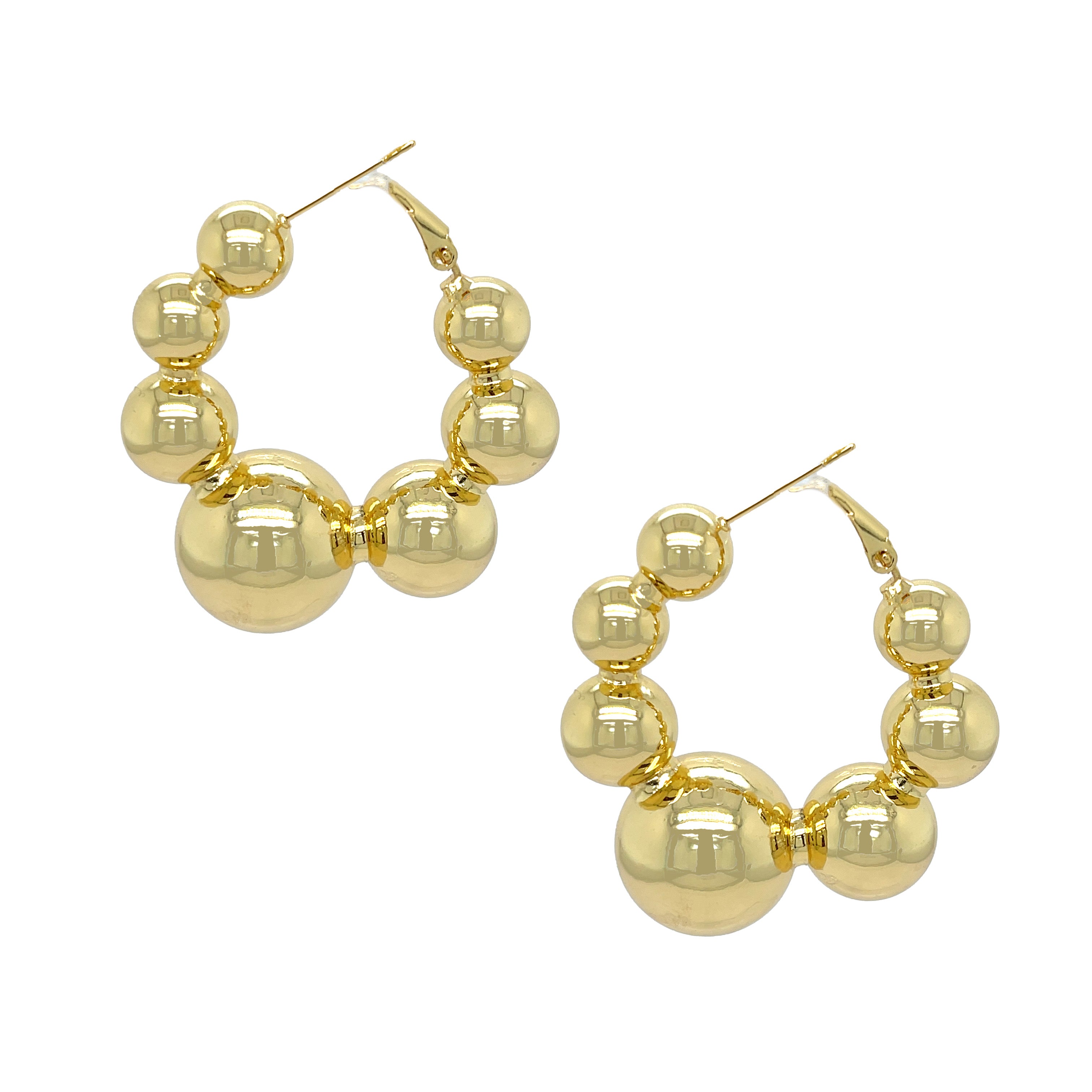 Beaded Hoop Pierced Earrings  Yellow Gold Plated  1.50" Long X 0.85" Wide    While supplies last. All Deals Of The Day sales are FINAL SALE.