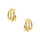 Yellow Gold Plated Triple Hoop Pierced Earring  Yellow Gold Plated 1.30" Diameter 0.15" Thick