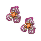 Diamond &amp; Pink Sapphire Flower Clip/Pierced Earrings  Pink Titanium 4.36 Diamond Carat Weight 10.82 Pink Sapphire Carat Weight 1.65" Long X 1.50" Wide