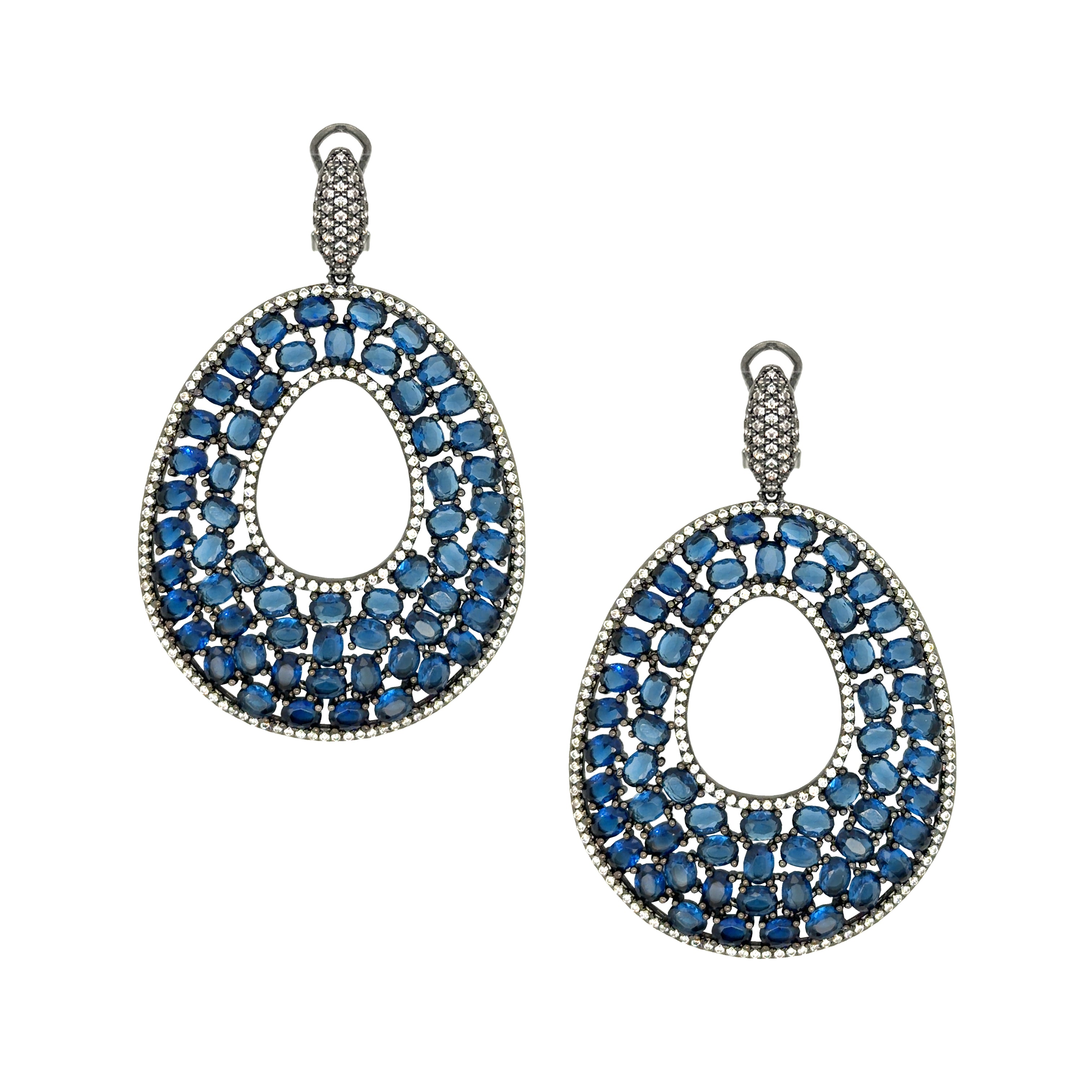 Blue Open Teardrop Earrings View 1