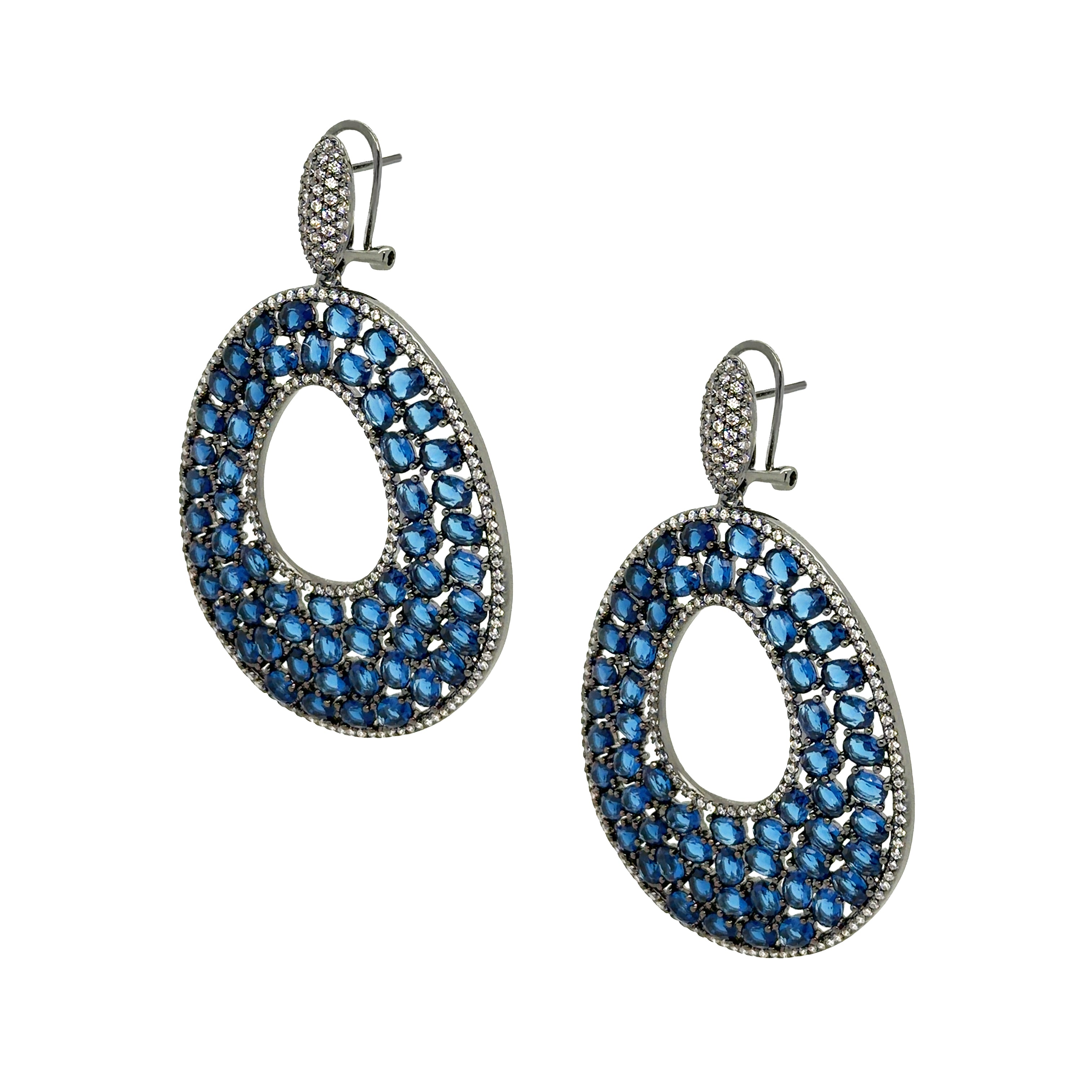 Blue Open Teardrop Earrings View 2