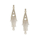 Fringe Initial CZ Drop Pierced Earrings  Yellow Gold Plated