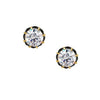 Crystal Stud Pierced Earrings  Oxidized & Yellow Gold Plated 10MM Stud 0.52" Wide
