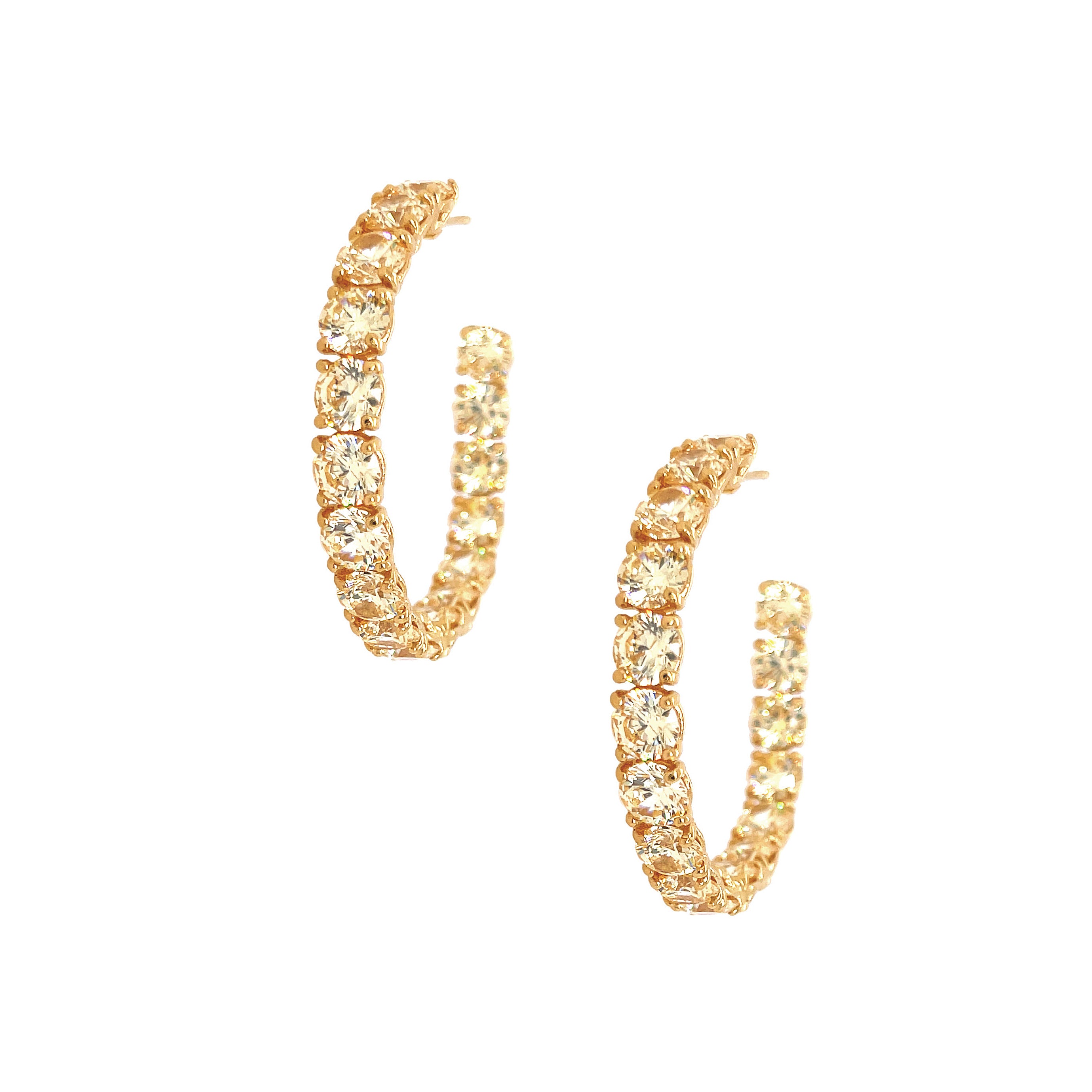 CZ Canary Yellow Pierced Hoop&nbsp;Pierced&nbsp;Earrings

Yellow Gold Plated Over Silver

1.75" Diameter