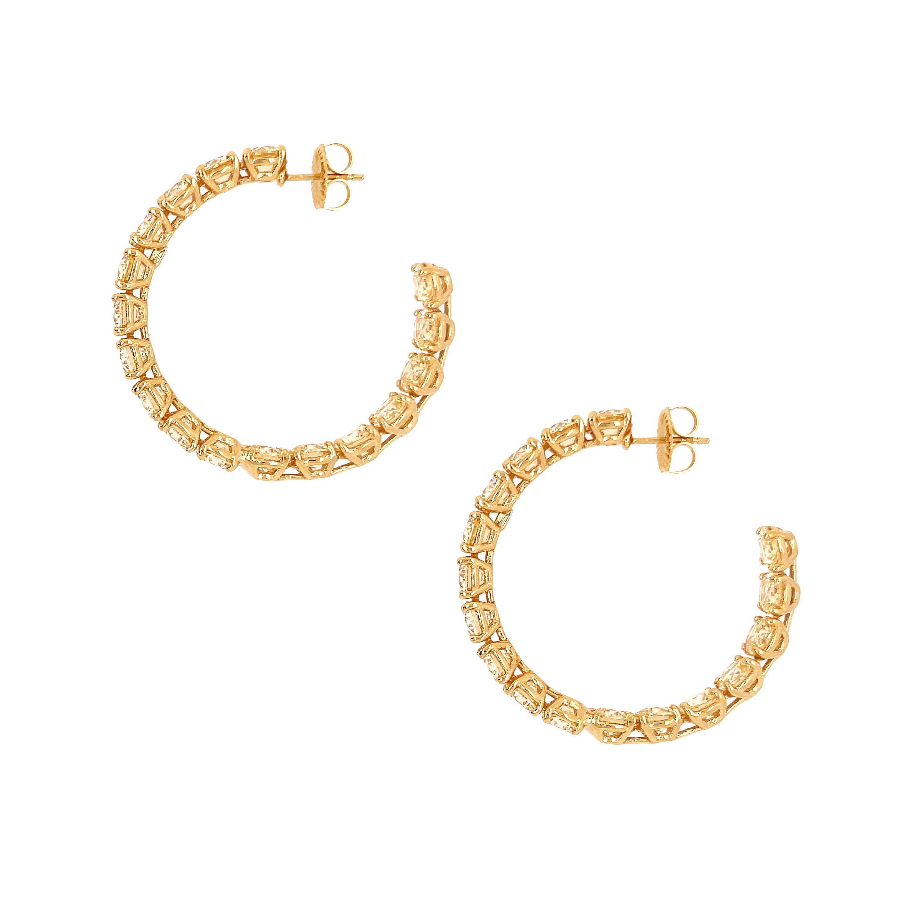 CZ Canary Yellow Pierced Hoop&nbsp;Pierced&nbsp;Earrings

Yellow Gold Plated Over Silver

1.75" Diameter
