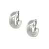 Wide Hoop Clip On Earrings   White Gold Plated  1.19" Length X .38" Width