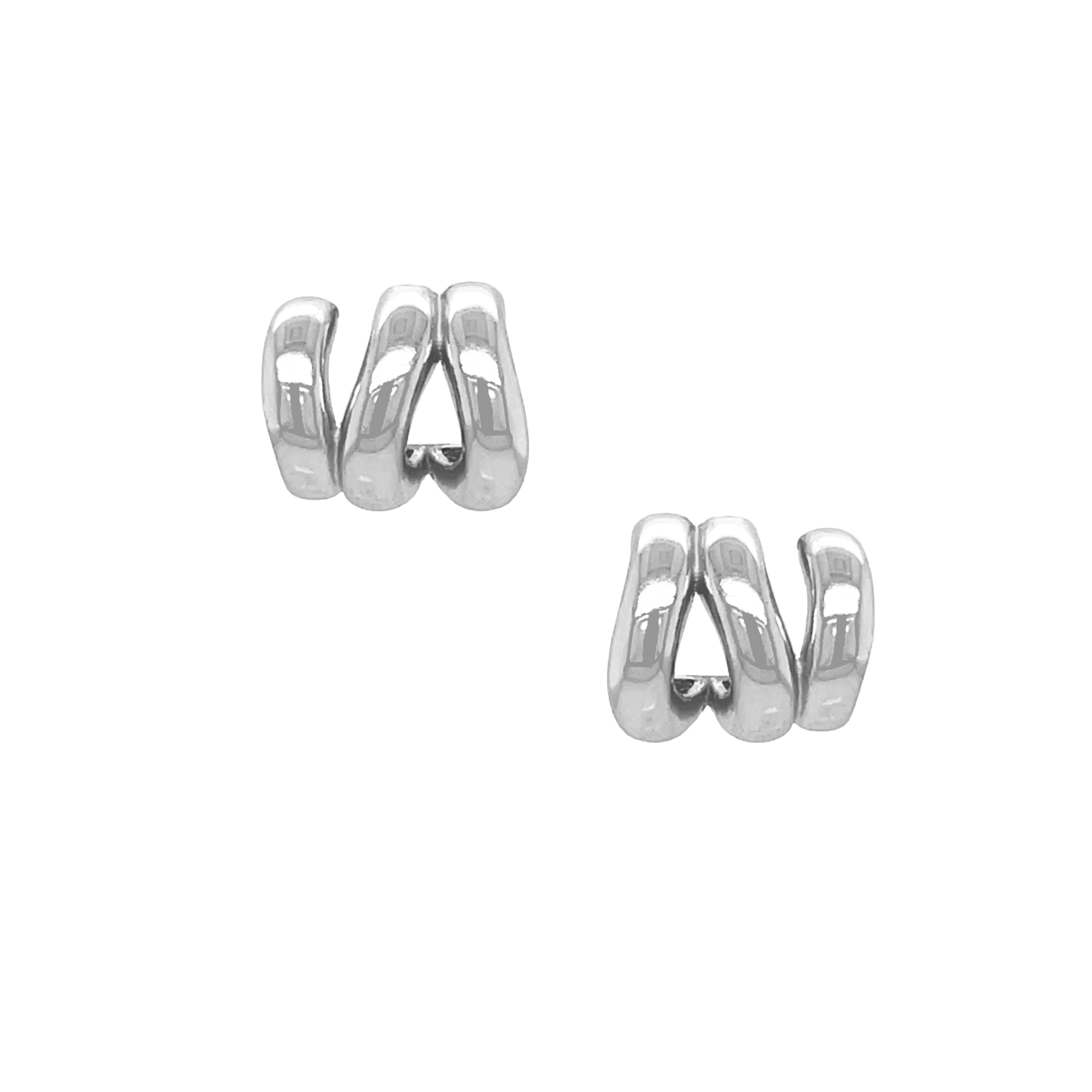 White Gold Wavy Huggie Earrings View 1