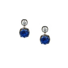 Blue Sapphire Double Drop Pierced Earrings

White &amp; Oxidized Plating Over Silver
0.58" Long X 0.32" Wide