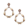 Champagne CZ Hoop Pierced Earrings  White Gold Plated  3.15" Length X 2" Width