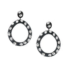 Black and White Open Circle Drop Pierced Earrings