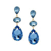 Blue Stone Drop Earrings   Yellow Gold Plated Cubic Zirconia 2.52" Length X .80" Width