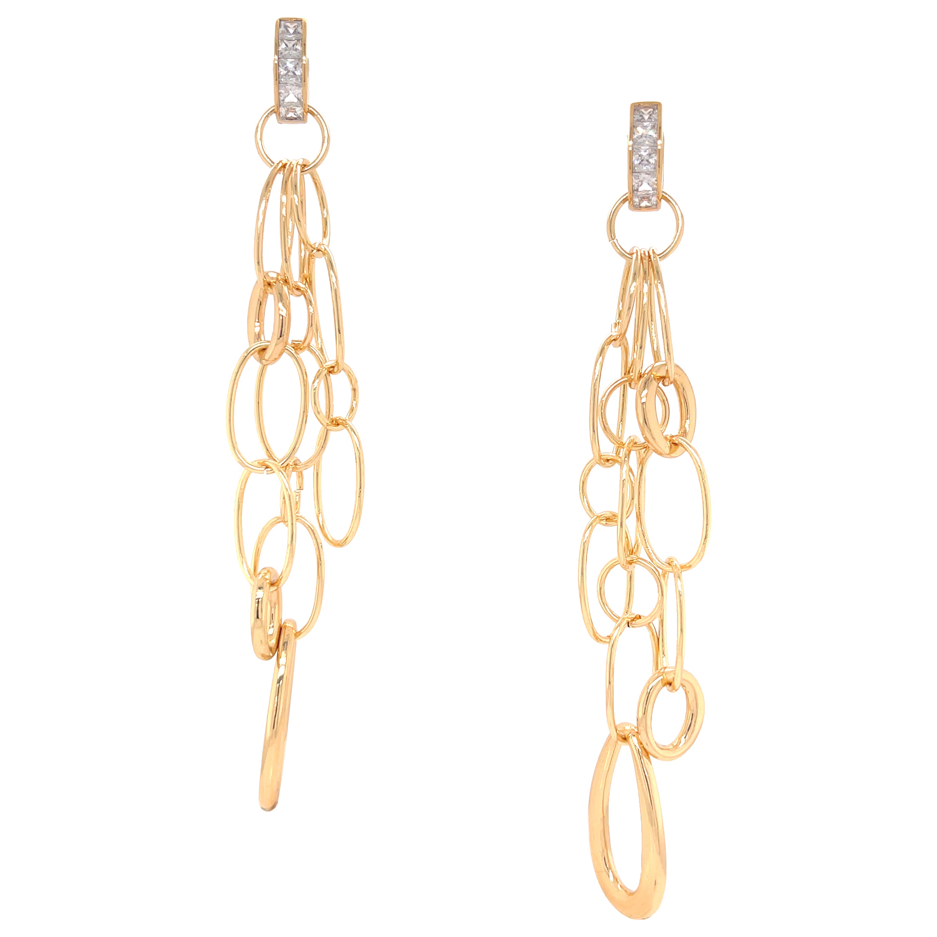 CZ Huggie Multi-Shape Chain Drop Pierced Earrings

Yellow Gold Plated
4.75" Long
Widest Link: 0.72" Wide
Huggie: 0.60" Long X 0.60" Wide
