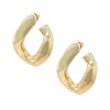 <p>Large Curved Link Hoop Pierced Earrings</p> <ul> <li>Yellow Gold Plated</li> <li>2.25" Long X 0.51" Wide</li> </ul>