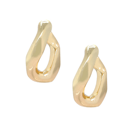 <p>Large Curved Link Hoop Pierced Earrings</p> <ul> <li>Yellow Gold Plated</li> <li>2.25" Long X 0.51" Wide</li> </ul>