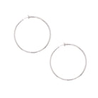 Large Clip On Hoop Earrings  White Gold Plated 2.25" Diameter 0.13" Width