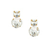 Crystal Double Drop Pierced Earrings  Yellow Gold Plated 0.75" Long X 0.50" Wide