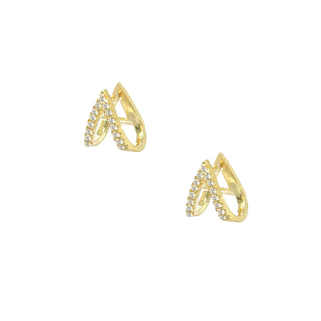 SALE Yellow Gold V Huggie Earrings