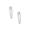 Crystal Baguette Chain Pierced Earrings  White Gold Plated 1.10" Long X .21" Wide