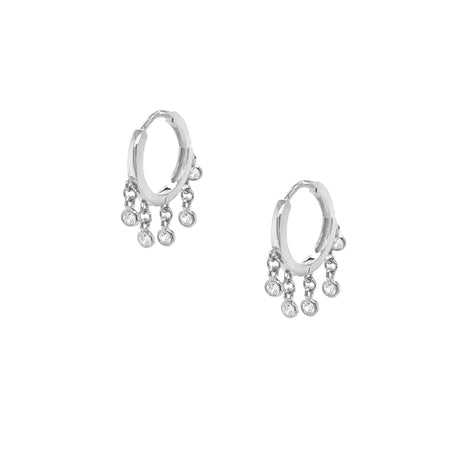 CZ Dangle Bezel Huggie Pierced Earrings  White Gold Plated Over Silver 0.52" Long X 0.57" Wide 0.18" Thick    While supplies last. All Deals Of The Day sales are FINAL SALE.