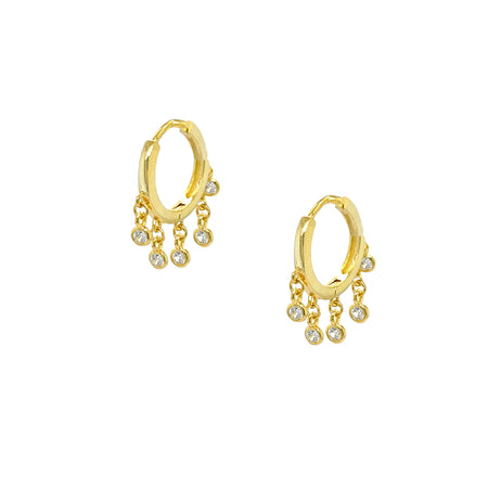 CZ Dangle Bezel Huggie Pierced Earrings  Yellow Gold Plated Over Silver 0.52" Long X 0.57" Wide 0.18" Thick    While supplies last. All Deals Of The Day sales are FINAL SALE.