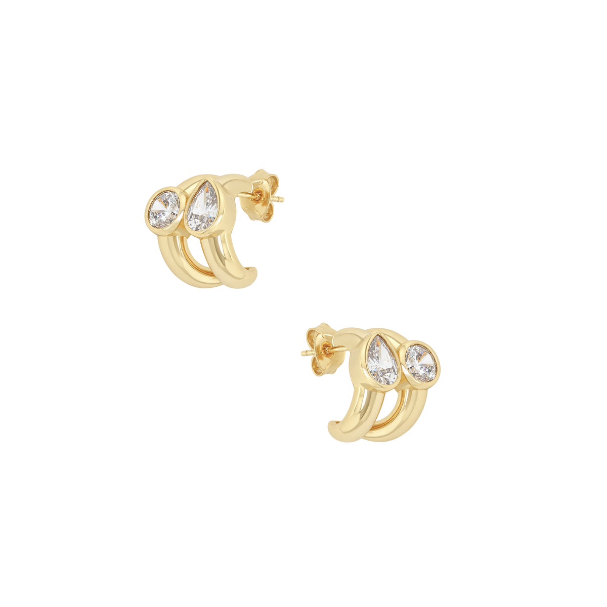 Double Row Tear Round Pierced Earrings

Yellow Gold Plated

Cubic Zirconia

0.61" Long X 0.51" Wide
