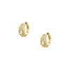 Pave Stone Huggie Earrings  Yellow Gold Plated 0.52" Long X 0.23" Wide