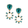 Aqua Clear Drop Clip On Earrings  Yellow Gold Plated 1.08" Wide X 2.18" Long