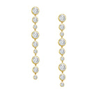 CZ Multi Stone Drop Pierced Earrings  Yellow Gold Plated 4.02" Long X 0.45" Wide