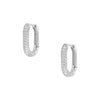 White Gold Plated Pave Huggie Pierced Earrings   White Gold Plated 0.56" Diameter 2.4MM Thick Prong Set CZs