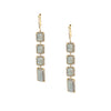 Emerald Cut Diamond & Laborite Drop Pierced Earrings 14K Yellow Gold